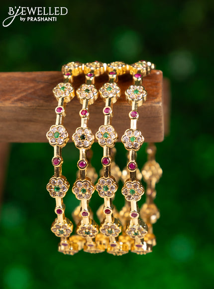 Antique bangles floral design with kemp and cz stones