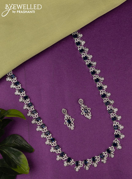 Zircon haaram with sapphire and cz stones