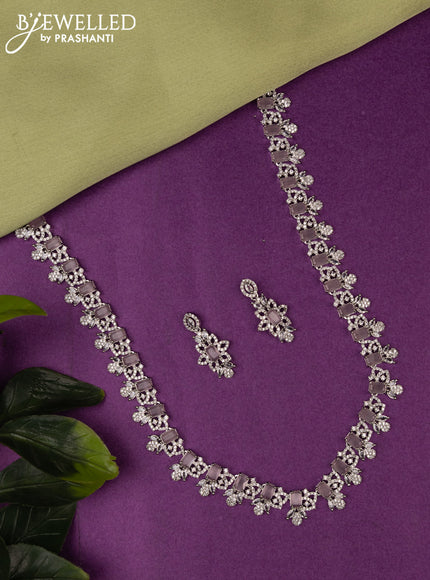 Zircon haaram with baby pink and cz stones