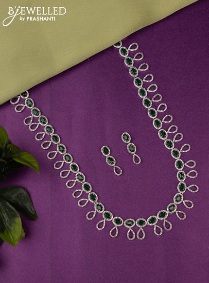 Zircon haaram with emerald and cz stones