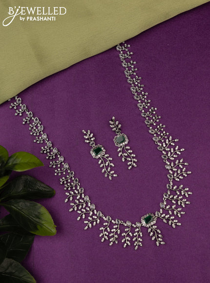 Zircon haaram with emerald and cz stones