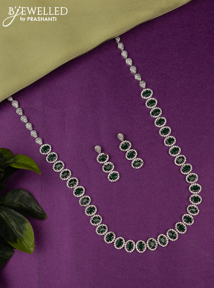 Zircon haaram with emerald and cz stones