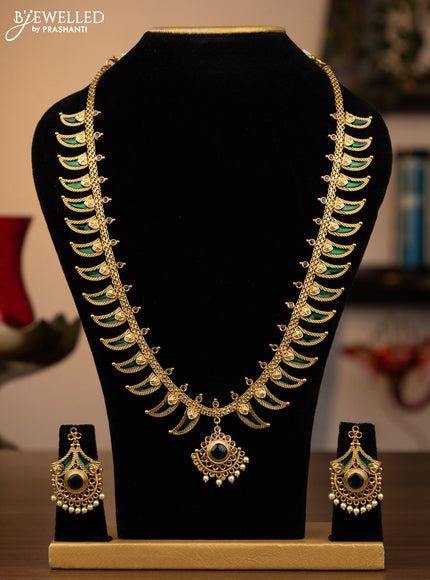 Antique haaram with kemp stones and pearl hangings