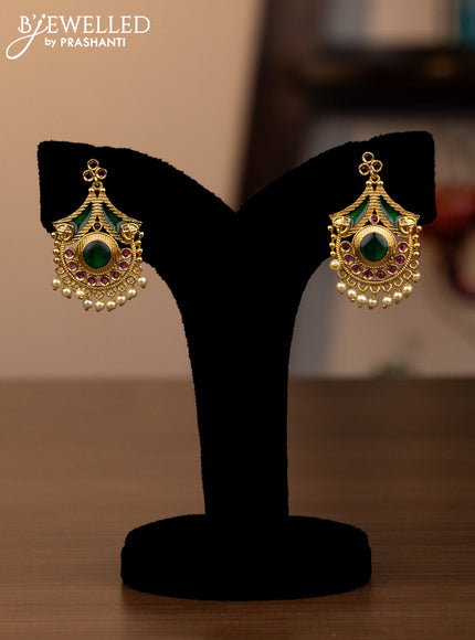 Antique haaram with kemp stones and pearl hangings