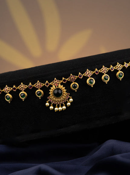 Antique hip chain with kemp stones and pearl hangings