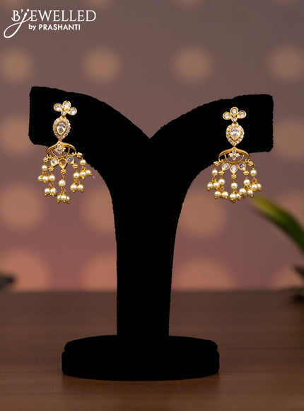 Antique guttapusalu necklace with cz stones and pearl hangings