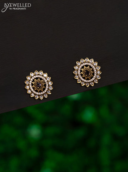 Earrings with violet and cz stones in victorian finish