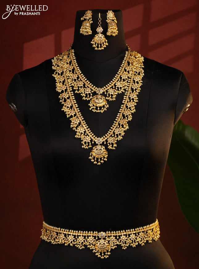 Antique guttapusalu bridal set with cz stones and pearl hangings