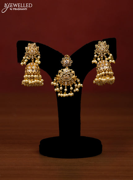 Antique guttapusalu bridal set with cz stones and pearl hangings