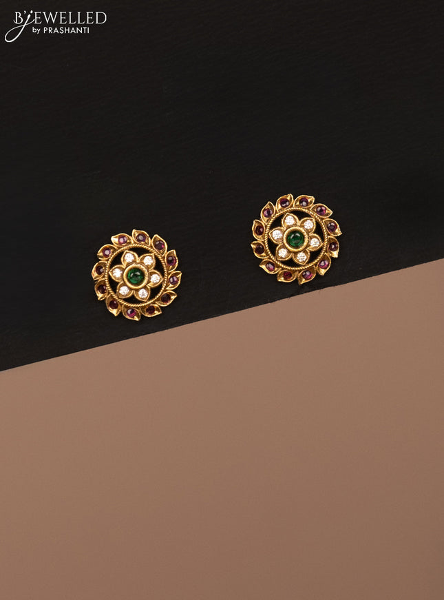 Antique haaram with kemp & cz stones and golden beads hanging