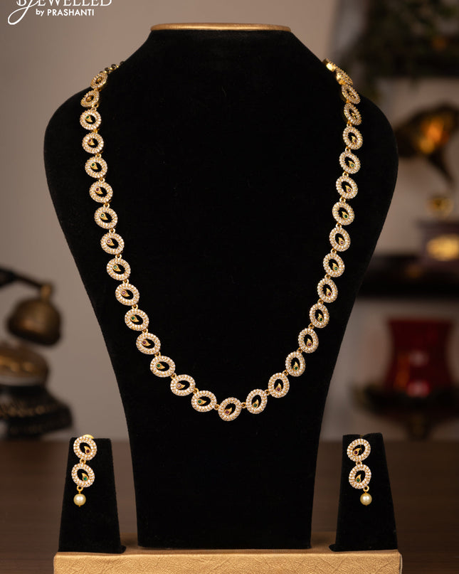 Antique haaram with kemp and cz stones