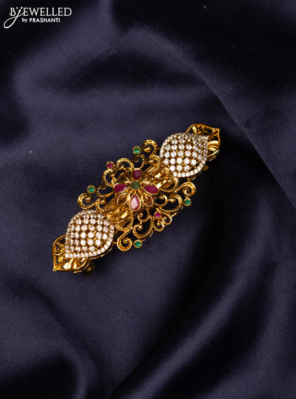 Antique hair clip medium size with kemp and cz stones