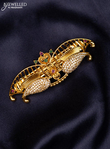 Antique hair clip medium size with kemp and cz stones