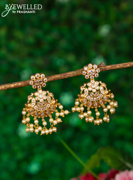 Antique earrings with cz stones and pearl hangings