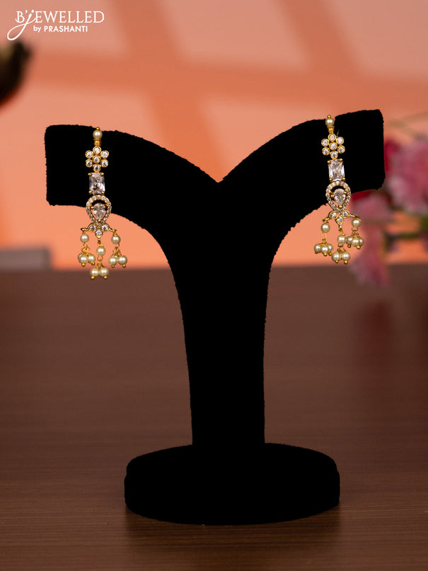 Antique guttapusalu haaram with cz stones and pearl hangings