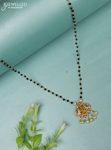 Mangalsutra lakshmi design with cz stones and pearl hangings without earrings