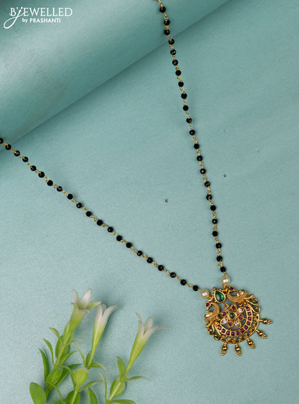 Mangalsutra peacock design with kemp and cz stones without earrings
