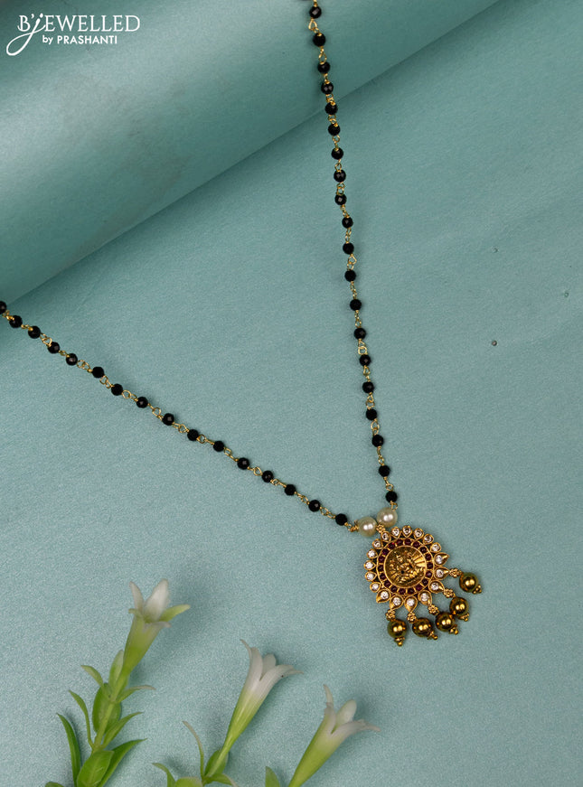 Mangalsutra lakshmi design with ruby & cz stones and pearl hangings without earrings