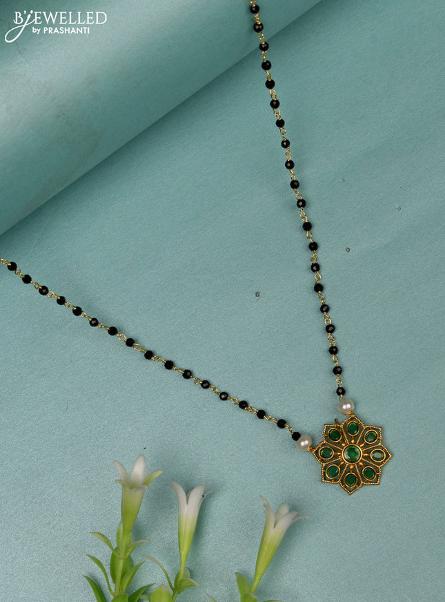 Mangalsutra with emerald stones without earrings