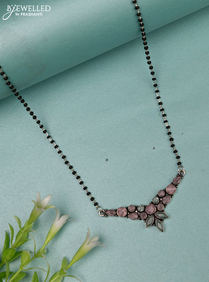 Mangalsutra with mint green and baby pink stones without earrings