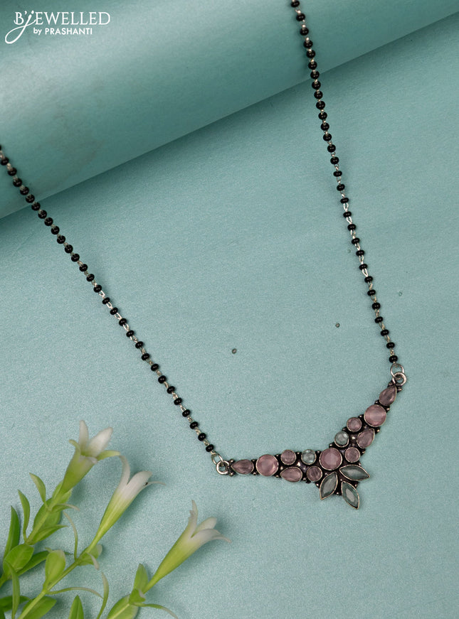 Mangalsutra with mint green and baby pink stones without earrings