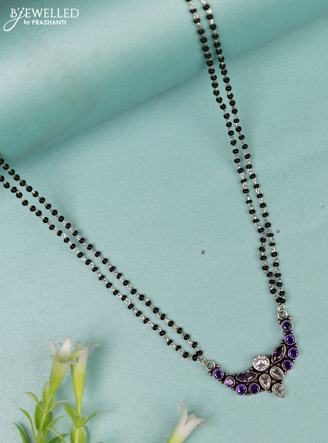 Mangalsutra with violet and cz stones without earrings