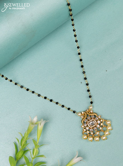 Mangalsutra with cz stones and pearl hangings without earrings