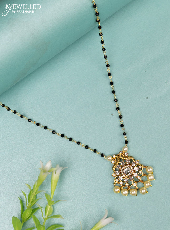 Mangalsutra with cz stones and pearl hangings without earrings