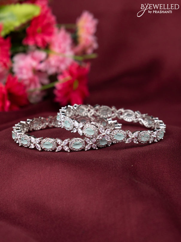 Zircon bangle with mint green and cz stones
