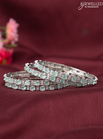 Zircon bangle with mint green and cz stones