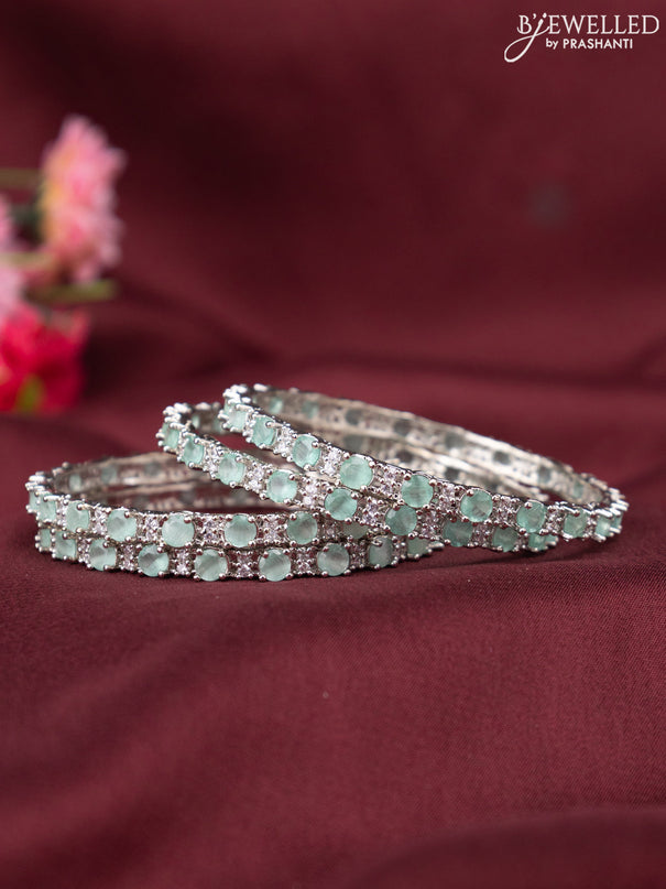 Zircon bangle with mint green and cz stones