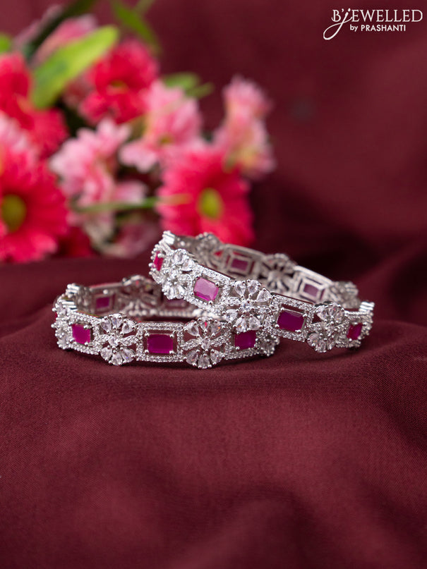 Zircon bangle with ruby stones