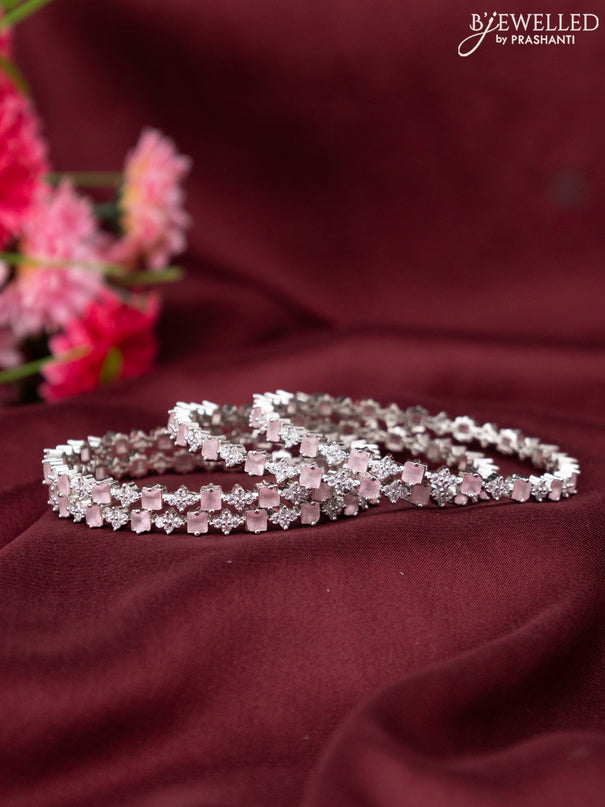 Zircon bangle with baby pink and cz stones