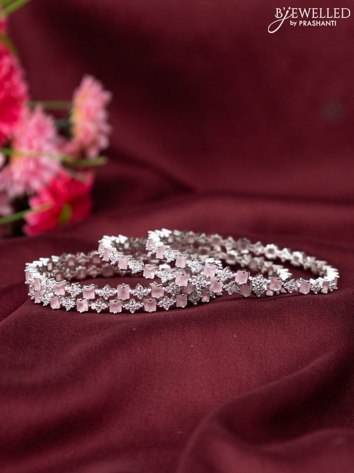 Zircon bangle with baby pink and cz stones