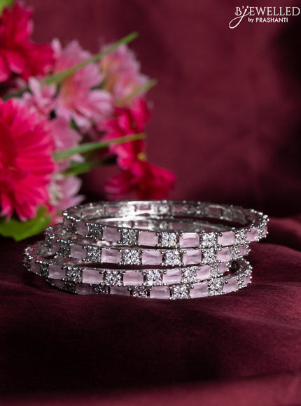 Zircon bangle with baby pink and cz stones