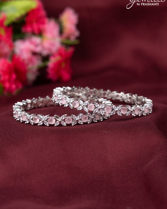 Zircon bangle with baby pink and cz stones