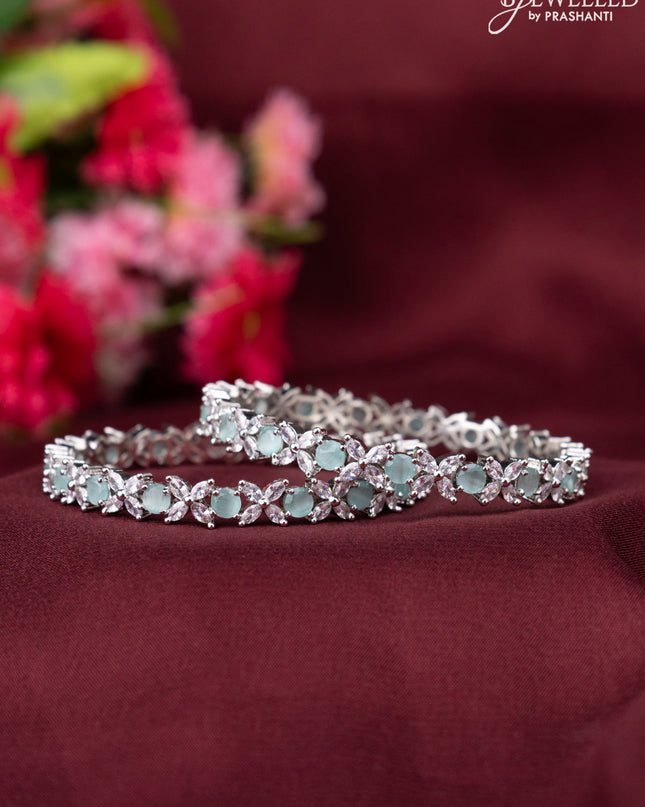 Zircon bangle with mint green and cz stones