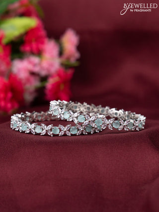 Zircon bangle with mint green and cz stones