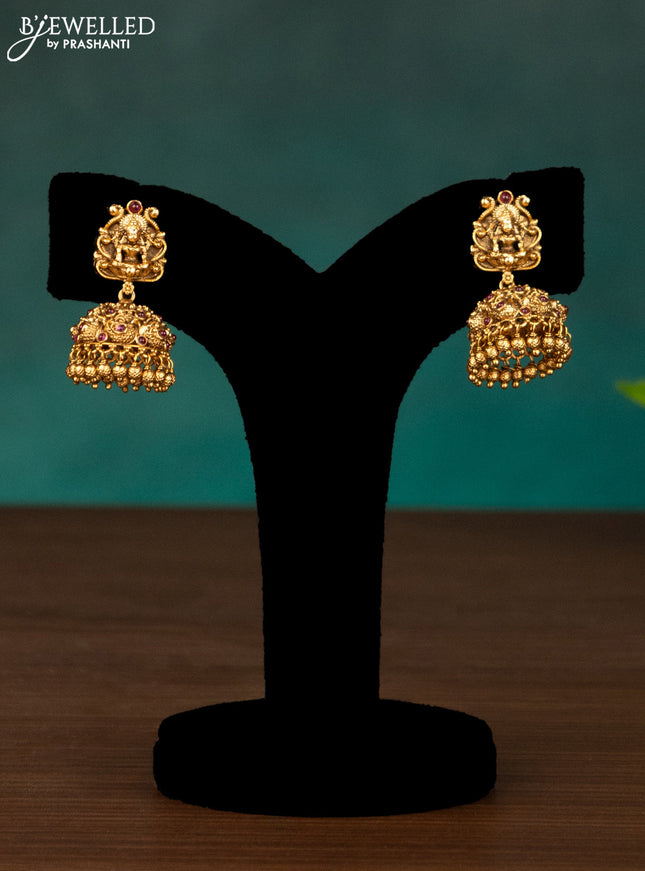 Antique haaram lakshmi kasu design with pink kemp stones