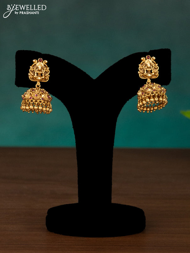 Antique haaram lakshmi kasu design with pink kemp stones