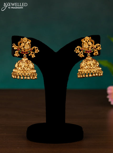 Antique haaram peacock design with kemp stones and golden beads hanging