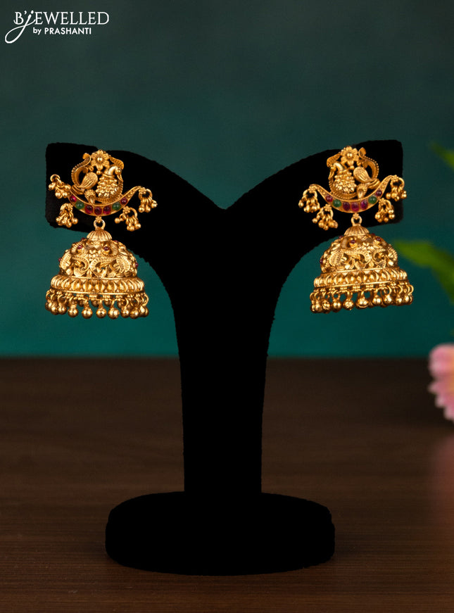 Antique haaram peacock design with kemp stones and golden beads hanging