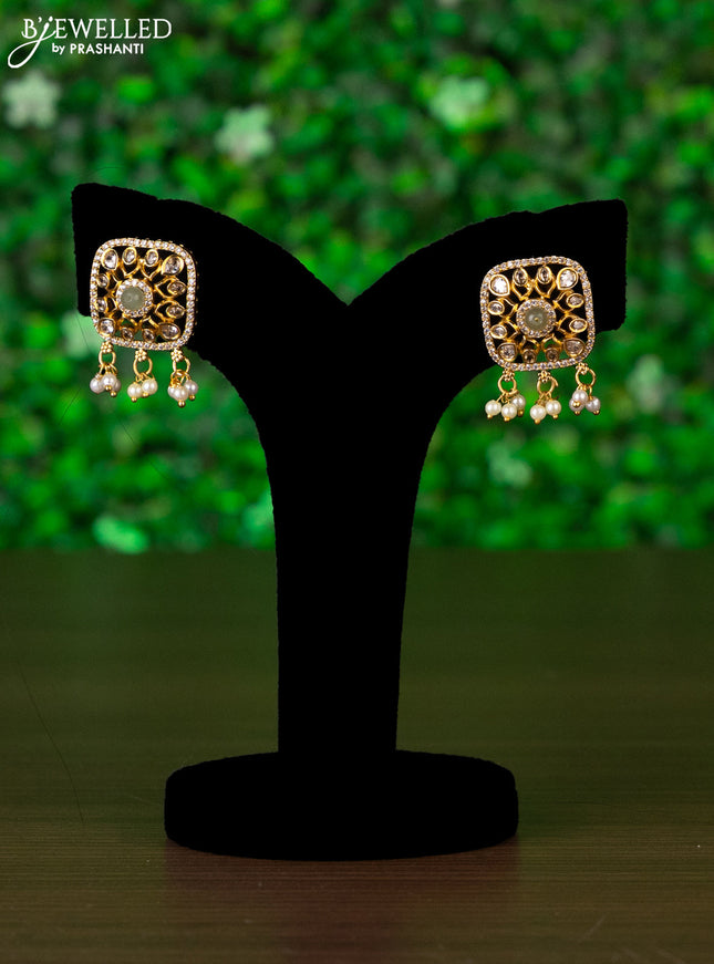 Antique choker with mint green & cz stones and pearl hangings