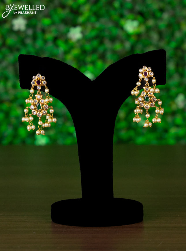 Antique choker with kemp & cz stones and pearl hangings