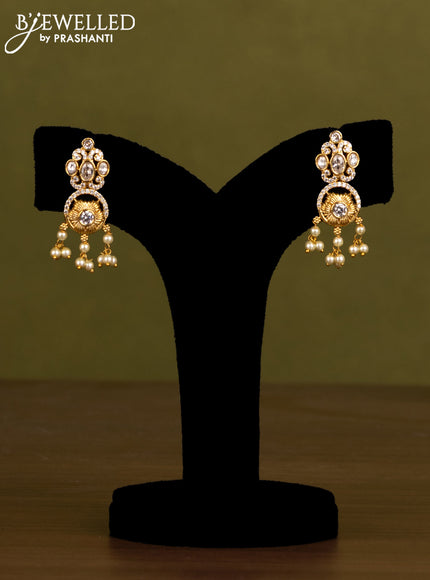 Antique guttapusalu haaram with cz stones and pearl hangings