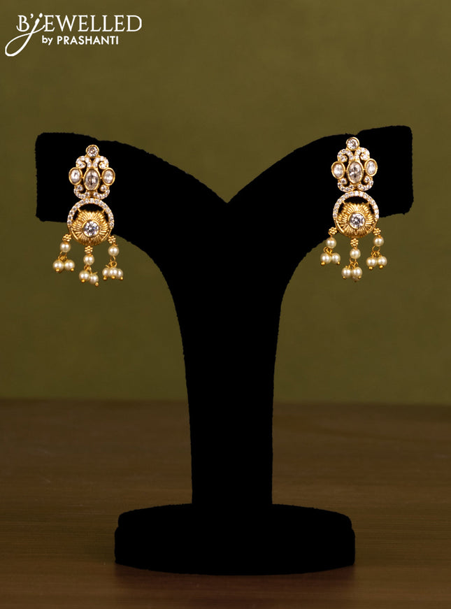 Antique guttapusalu haaram with cz stones and pearl hangings