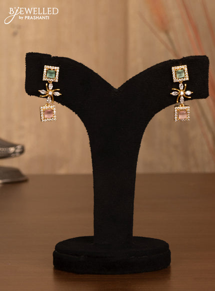 Antique haaram with mint green & baby pink and cz stones