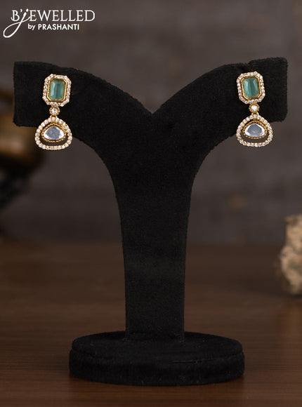 Necklace with mint green & kundan and cz stones in victorian finish