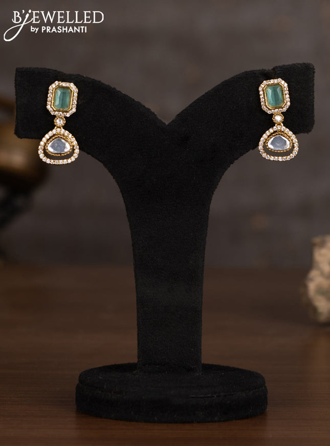 Necklace with mint green & kundan and cz stones in victorian finish