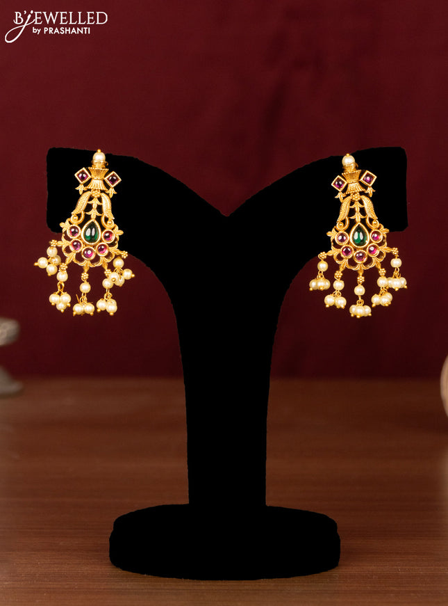 Antique guttapusalu necklace with kemp stones and pearl hangings